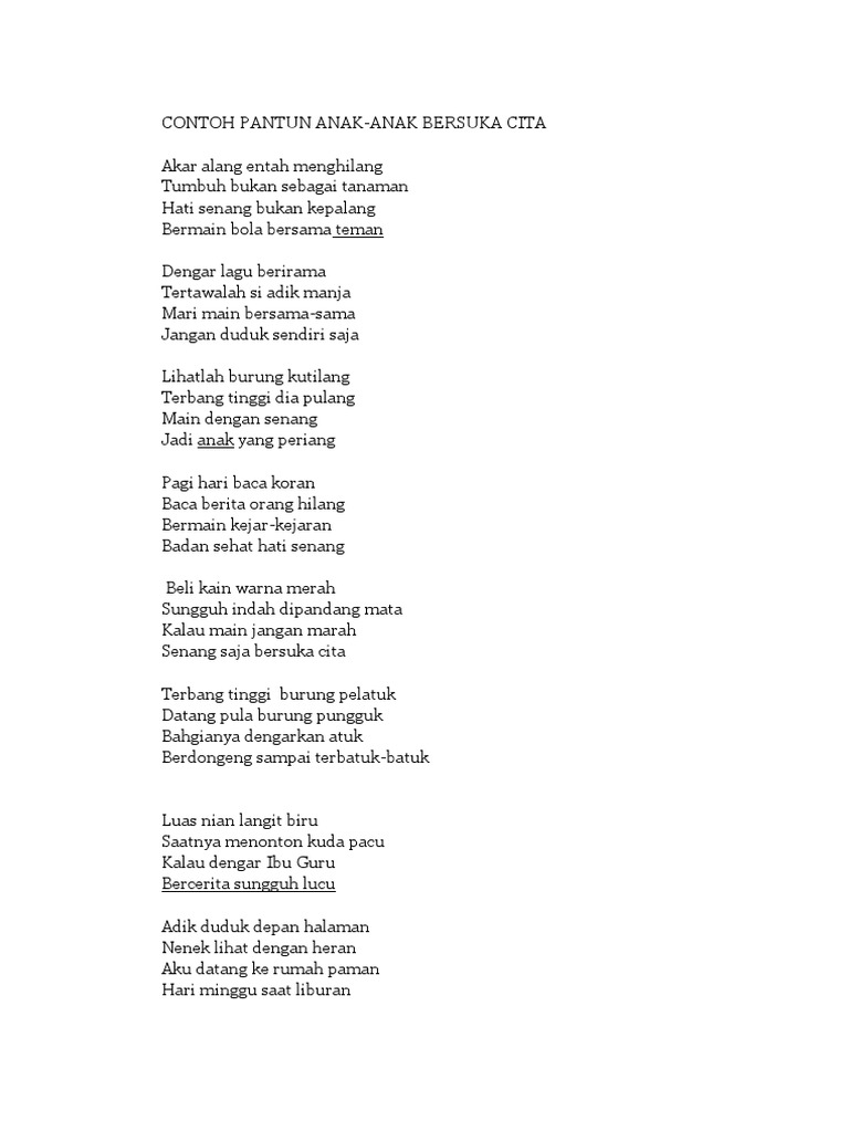 CONTOH PANTUN ANAK