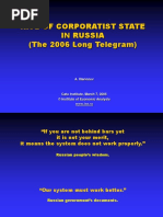 Rise of Corporatist State in Russia (The 2006 Long Telegram)