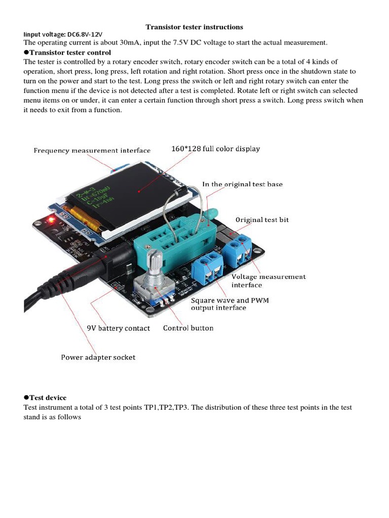 Transistor Tester Instructions E1821 User's Manual PDF Capacitor