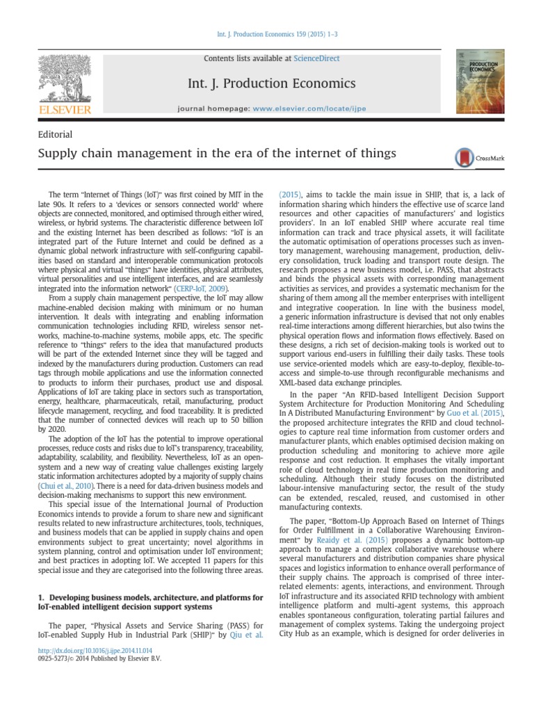 IoT in Supply Chain Management | PDF | Internet Of Things | Supply ...