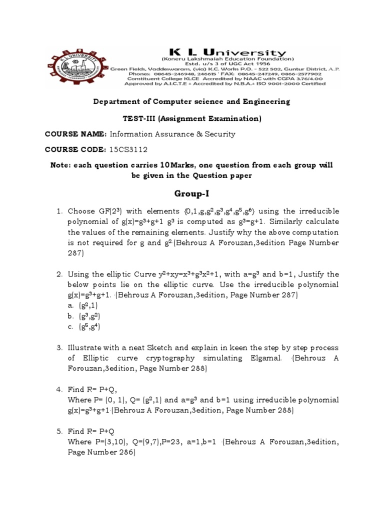 Assignment Questions Ias Testiii 1 Pdf Cryptography Applied Mathematics