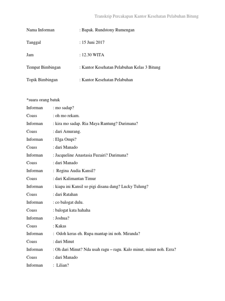 Transkrip Percakapan | PDF | Kajian Bahasa Asing