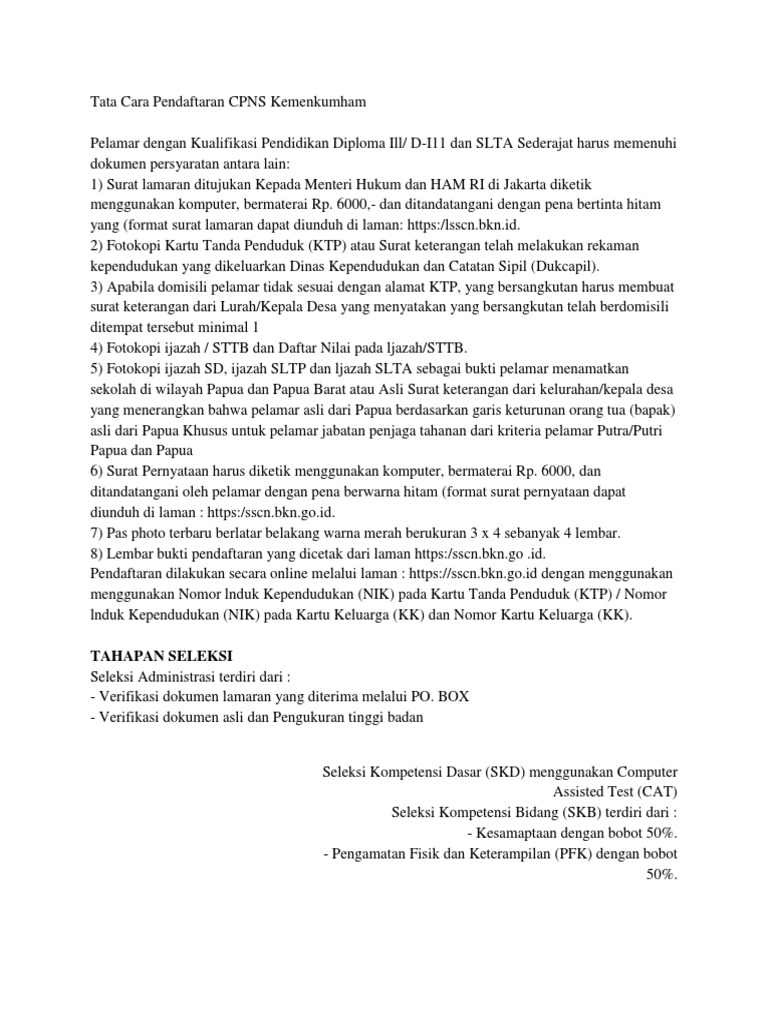 Contoh Format Surat Lamaran Cpns Kemenkumham - Barisan Contoh