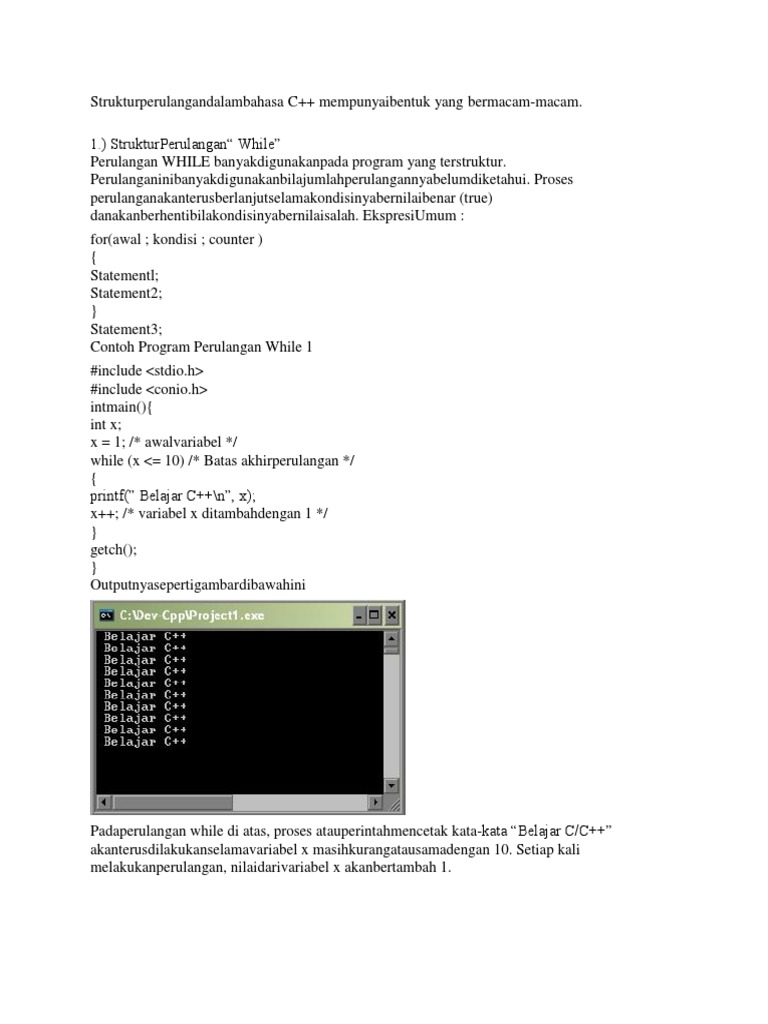 Tiga Struktur Perulangan C++ | PDF