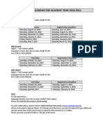 Academic Testing Calendar 2010-2011 Algiers