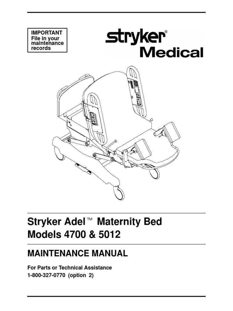 Stryker Adel 4700,512 Maternity Bed - Service Manual | PDF | Electrical Connector | Bleach
