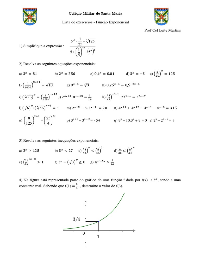 Exercícios de Função Exponencial | PDF | Ensino de Matemática | Science