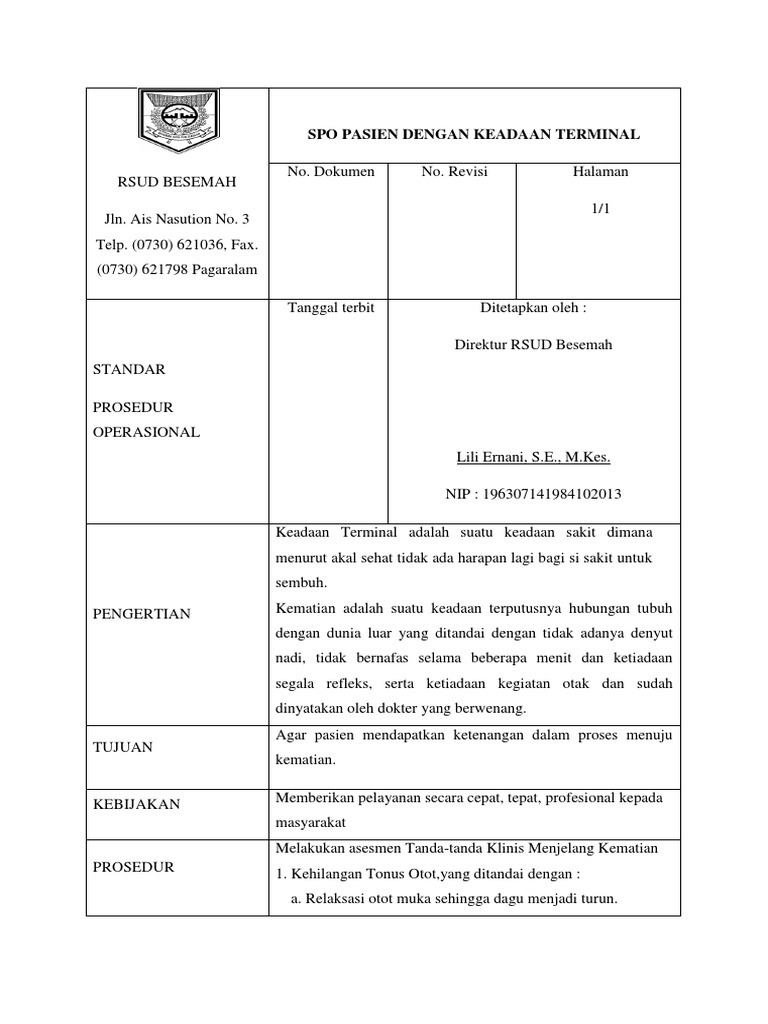 Spo Pasien Dengan Keadaan Terminal