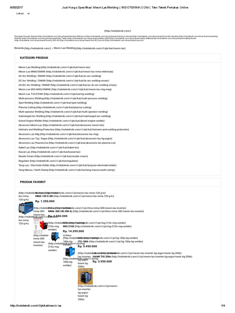 Jual Harga Spesifikasi Mesin Las Welding INDOTEKNIK pdf Jual Harga Spesifikasi Mesin Las Welding INDOTEKNIK pdf