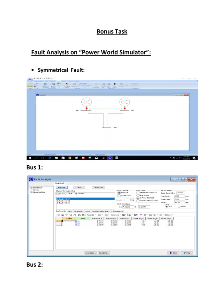 Power World Simulator Fault Analysis | PDF