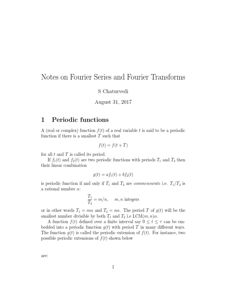 Fourier Series & Transforms Guide | PDF | Fourier Transform | Integral