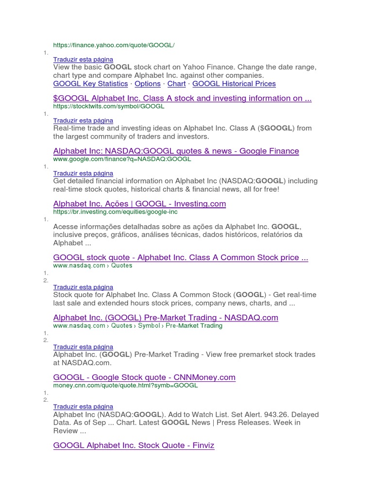 GOOGL Stock Overview and Historical Data | PDF | Nasdaq | Alphabet Inc.