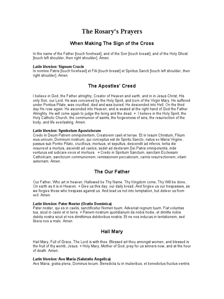 The Rosary in Latin | PDF | Lord's Prayer | Systematic Theology
