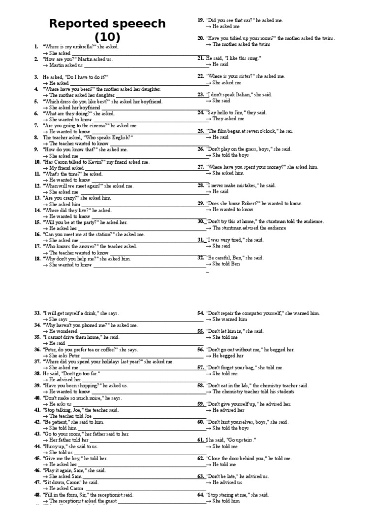 Bai tap reported speech pdf