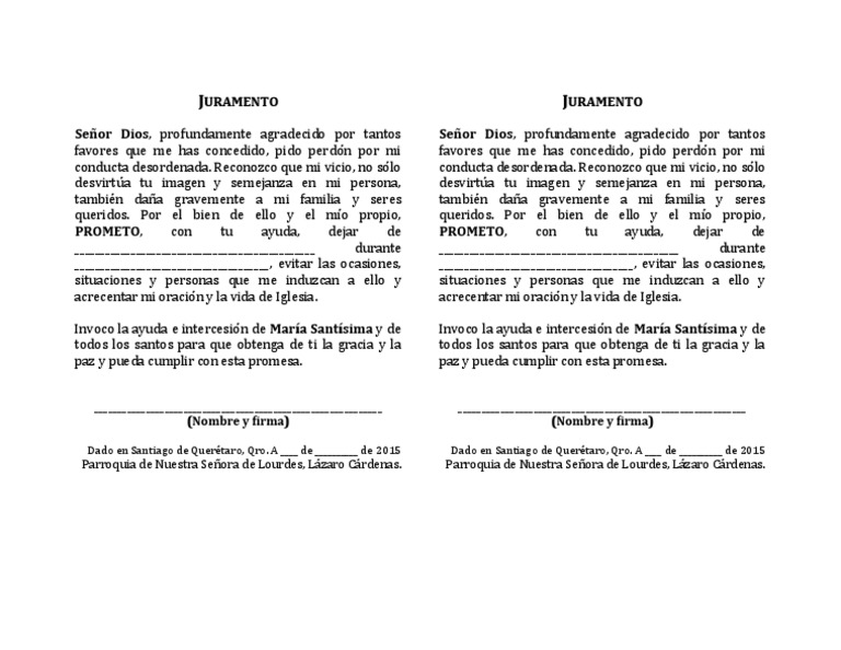 Juramento para Dejar de Tomar | PDF