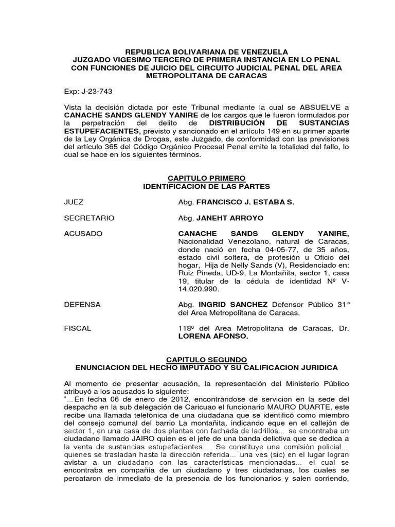 J 23 743 Sentencia Absolutoria | PDF | Derecho penal | Derechos humanos