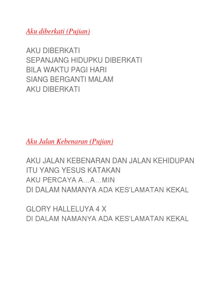 Lirik Lagu 1 Aku Diberkati