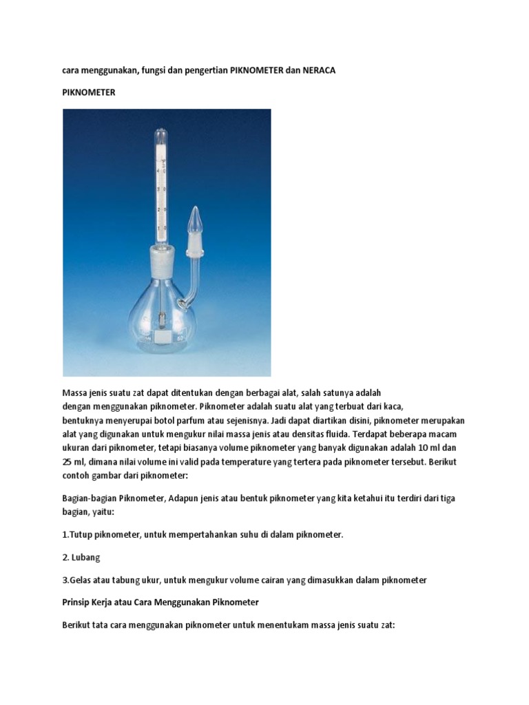 Cara Menggunakan Piknometer