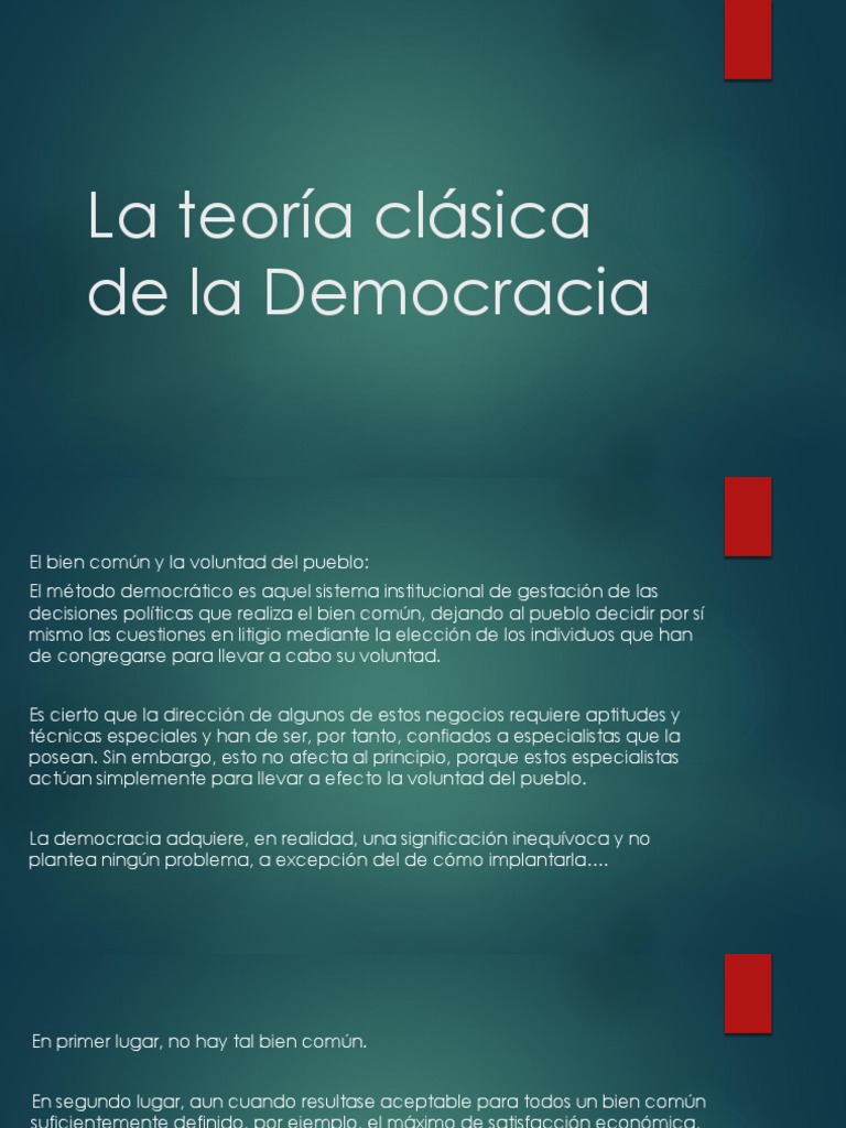 Teoría Clásica de la Democracia | PDF | Racionalidad | Democracia