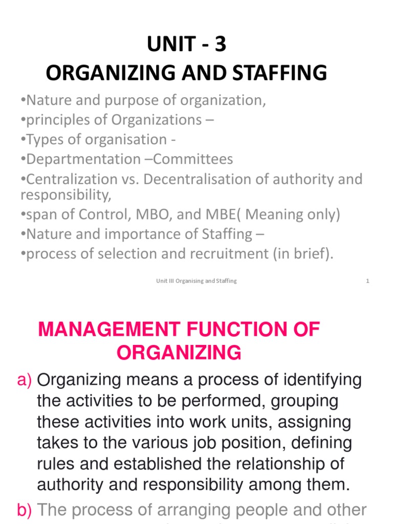 Organizing vs. Staffing in Management | PDF | Recruitment | Background ...