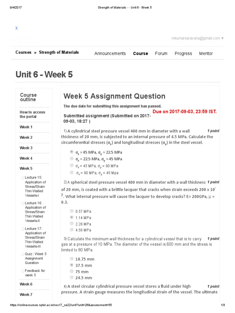 Strength of Materials - Unit 6 - Week 5 | PDF | Strength Of Materials ...