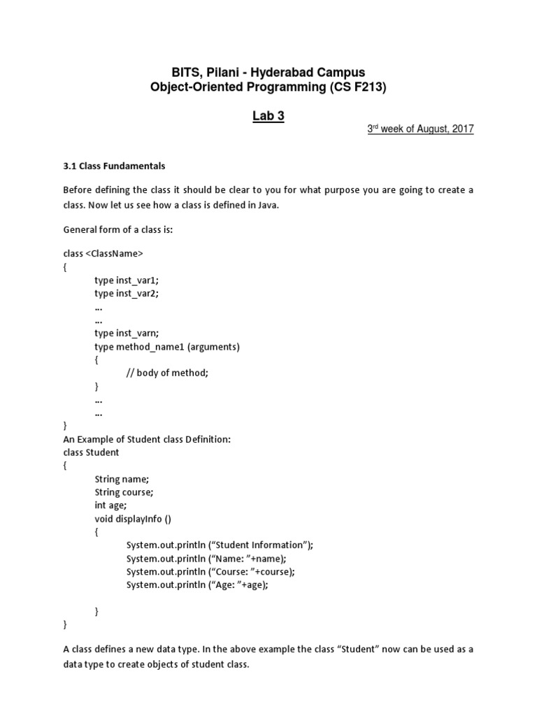 Java Lab-3 | PDF | Constructor (Object Oriented Programming) | Programming