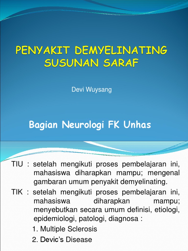 Definisi Multiple Sclerosis dan Devic's Disease | PDF | Multiple ...