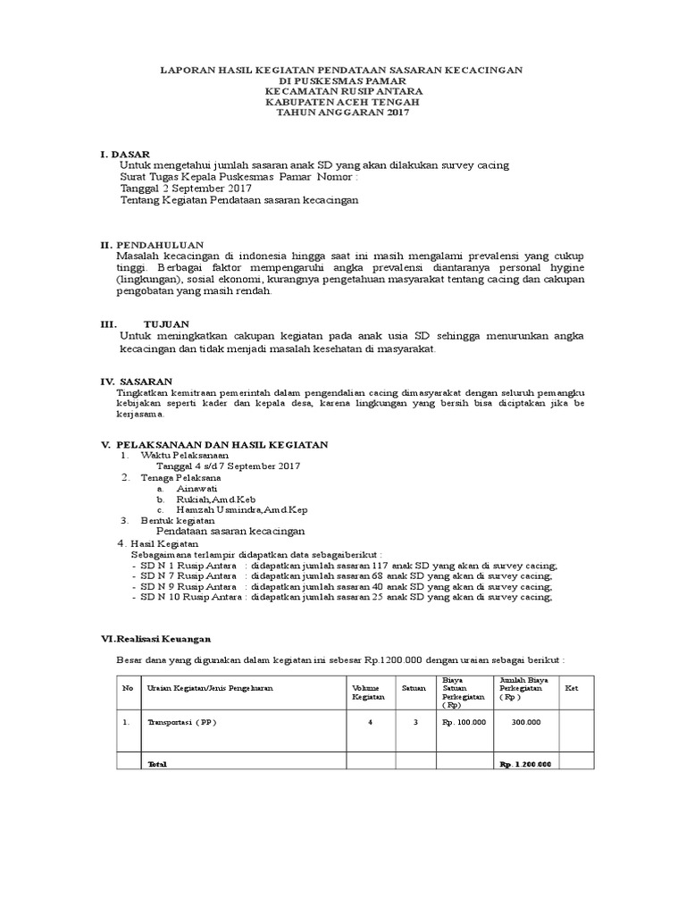 Laporan Kegiatan BOK