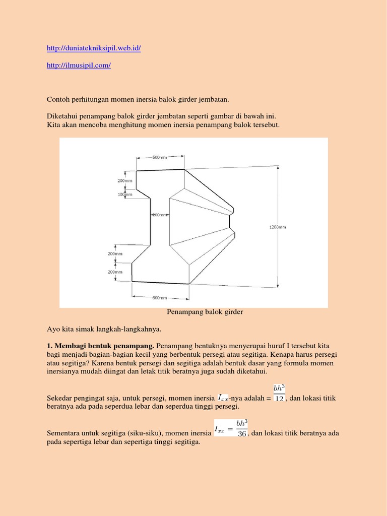 Perhitungan Momen Inersia Balok | PDF