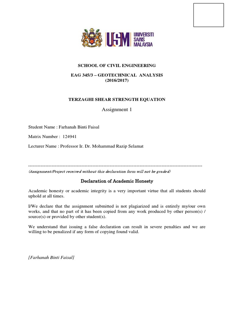 Assignment Declaration of Academic Honesty | PDF | Career & Growth