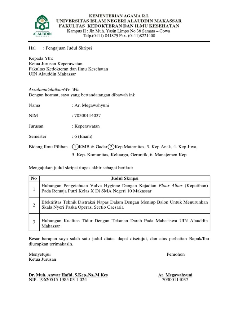 Format Pengajuan Judul Skripsi Baru Pdf
