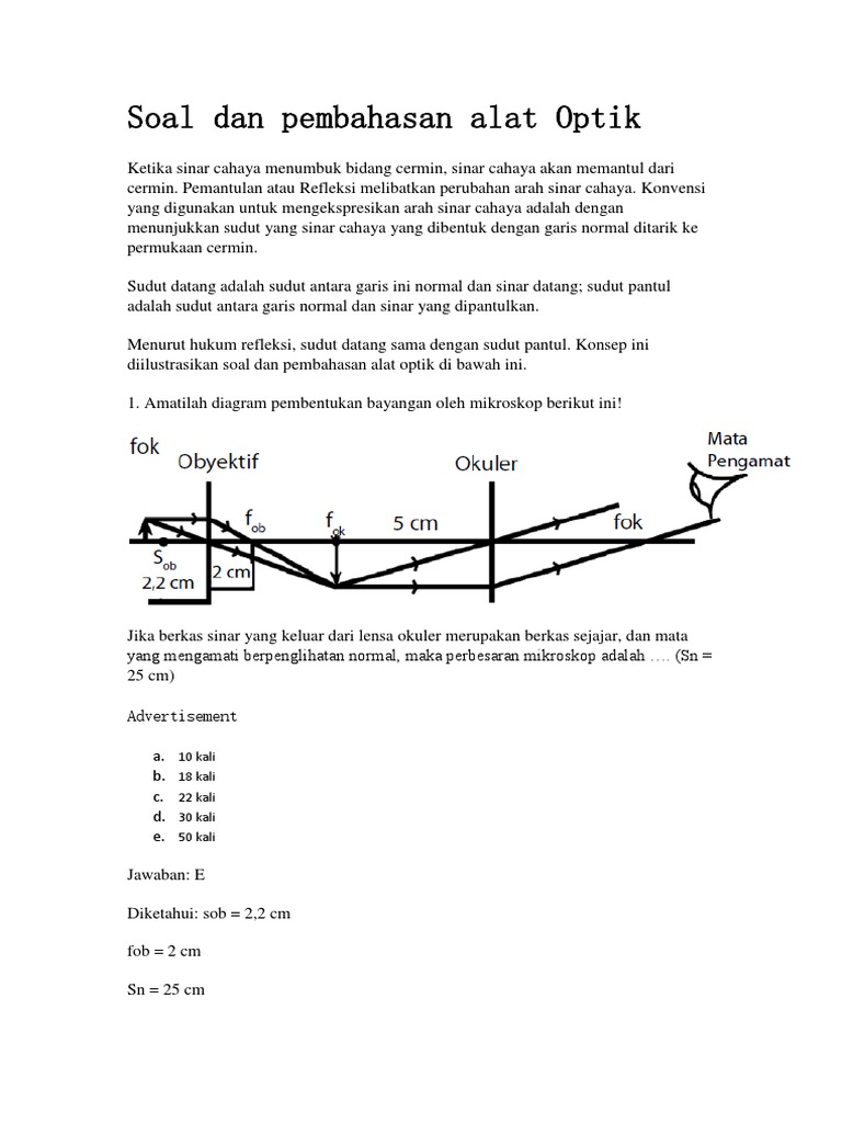 Soal Dan Pembahasan Alat Optik