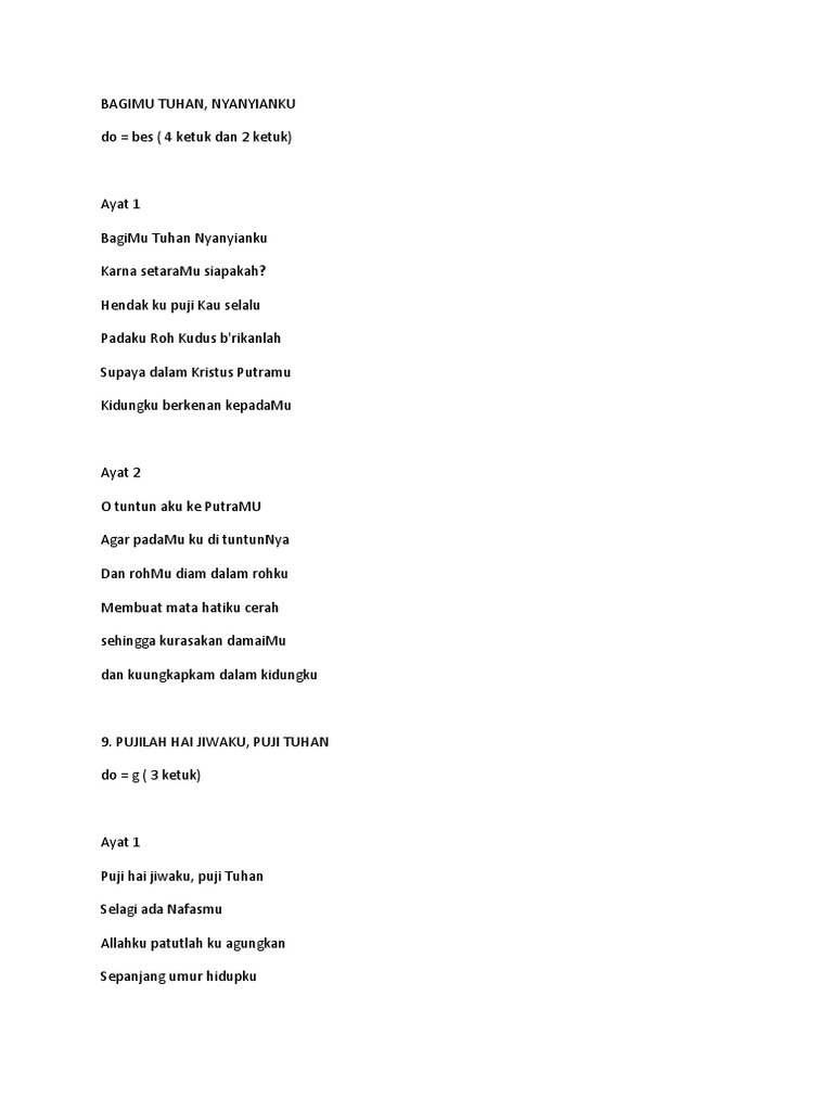 Bagimu Tuhan Kidung Jemaat Pdf