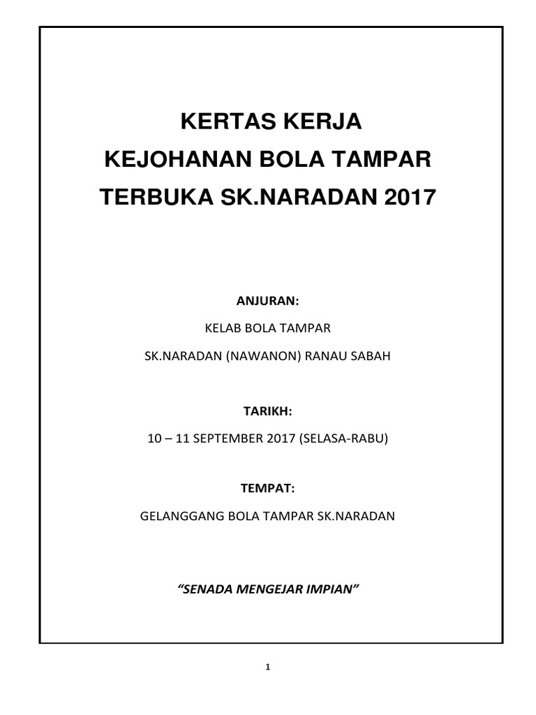 Kertas Kerja Pertandingan Bola Tampar