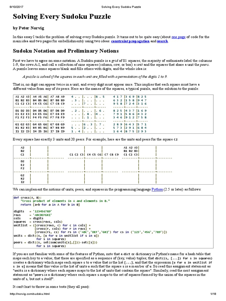 Solving Every Sudoku Puzzle | PDF | Computer Programming | Areas Of ...