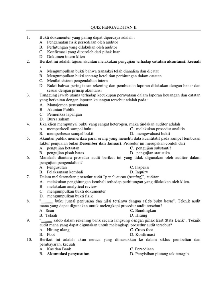 Quiz Audit: Prosedur dan Teknik Dasar | PDF