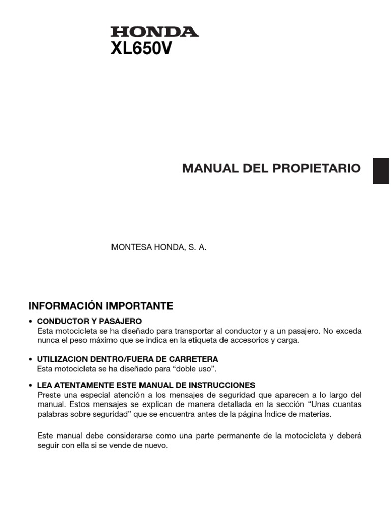 HONDA XL 650 TRANSALP SERVICE MANUAL PDF visual data 8