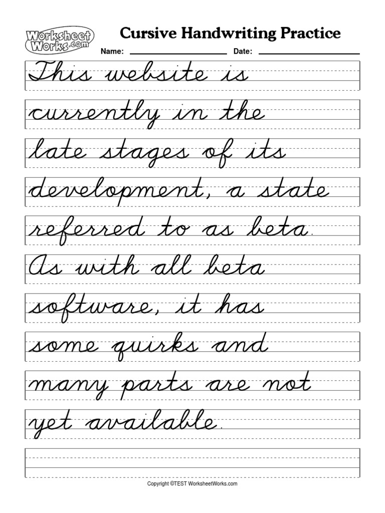 WorksheetWorks Cursive Handwriting Practice 3 | PDF