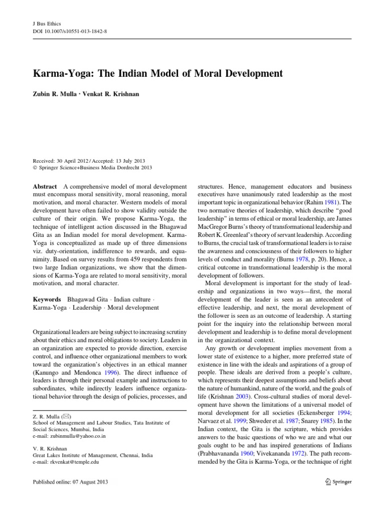 Karma-Yoga - The Indian Model of Moral Development PDF | PDF | Empathy ...