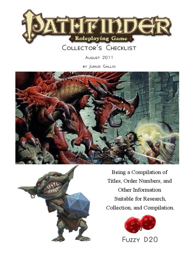 Pathfinder Checklistpdf Fantasy Leisure - 
