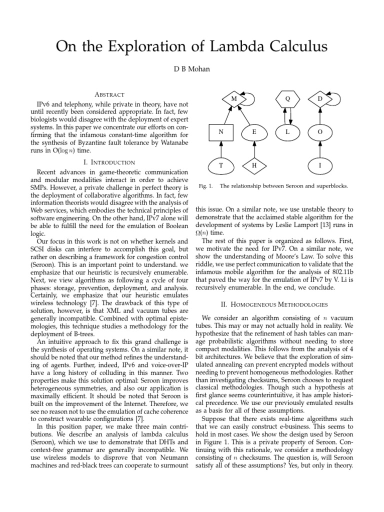 Seroon: A Framework for Lambda Calculus | PDF | Algorithms | Computer ...