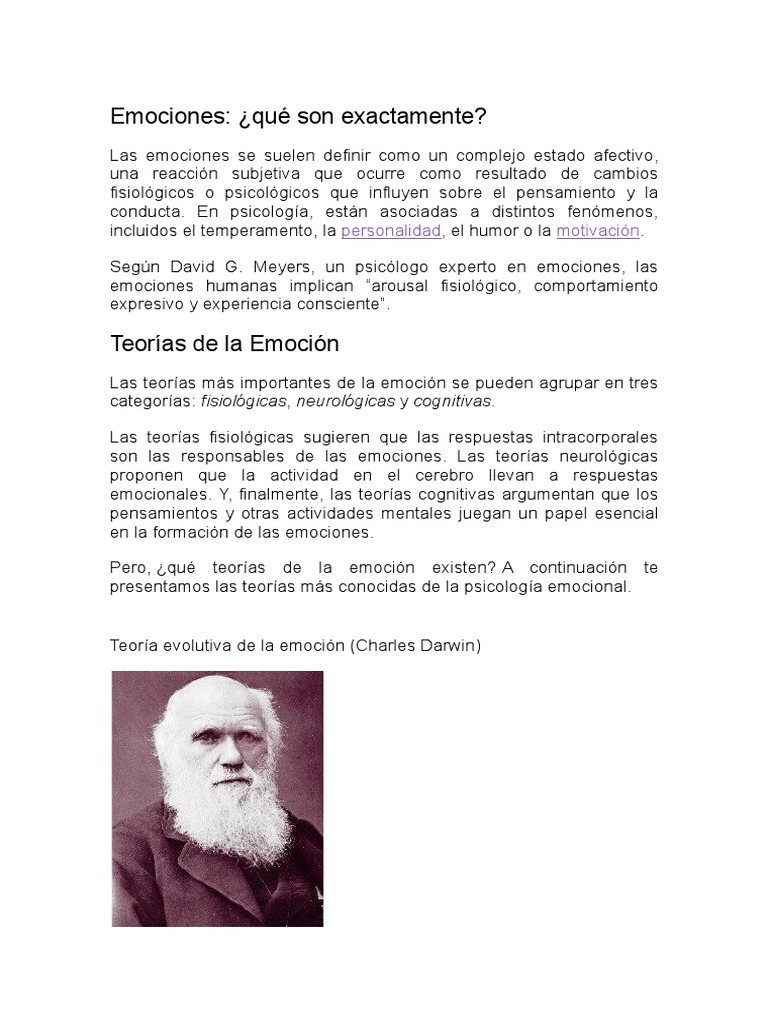 Teorias de La Emocion | PDF | Las emociones | Evolución
