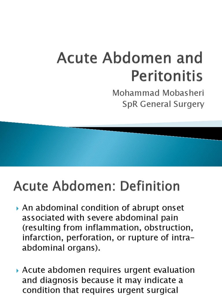 Acute Abdomen and Peritonitis | PDF | Peritoneum | Diseases And Disorders