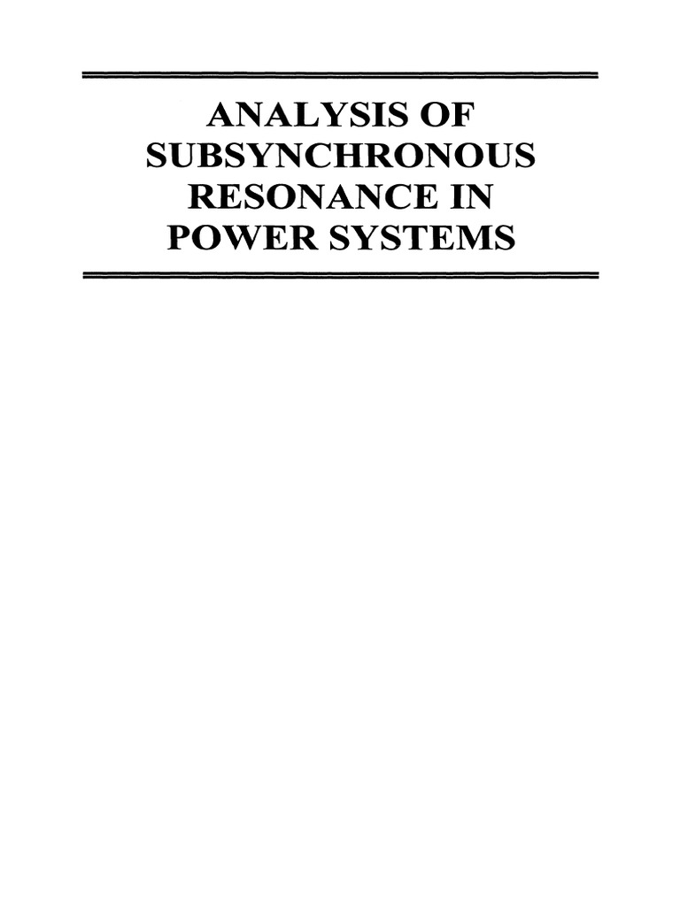 K. R. Padiyar Auth. Analysis of Subsynchronous Resonance in Power ...