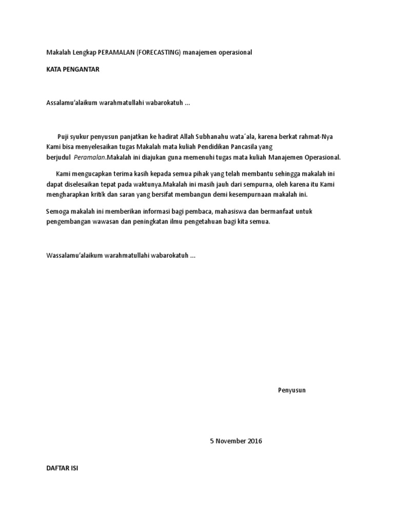 Makalah Lengkap Peramalan