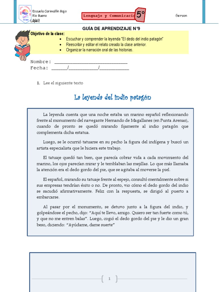 Guía de Lenguaje y Comunicación (Quinto Básico) | PDF