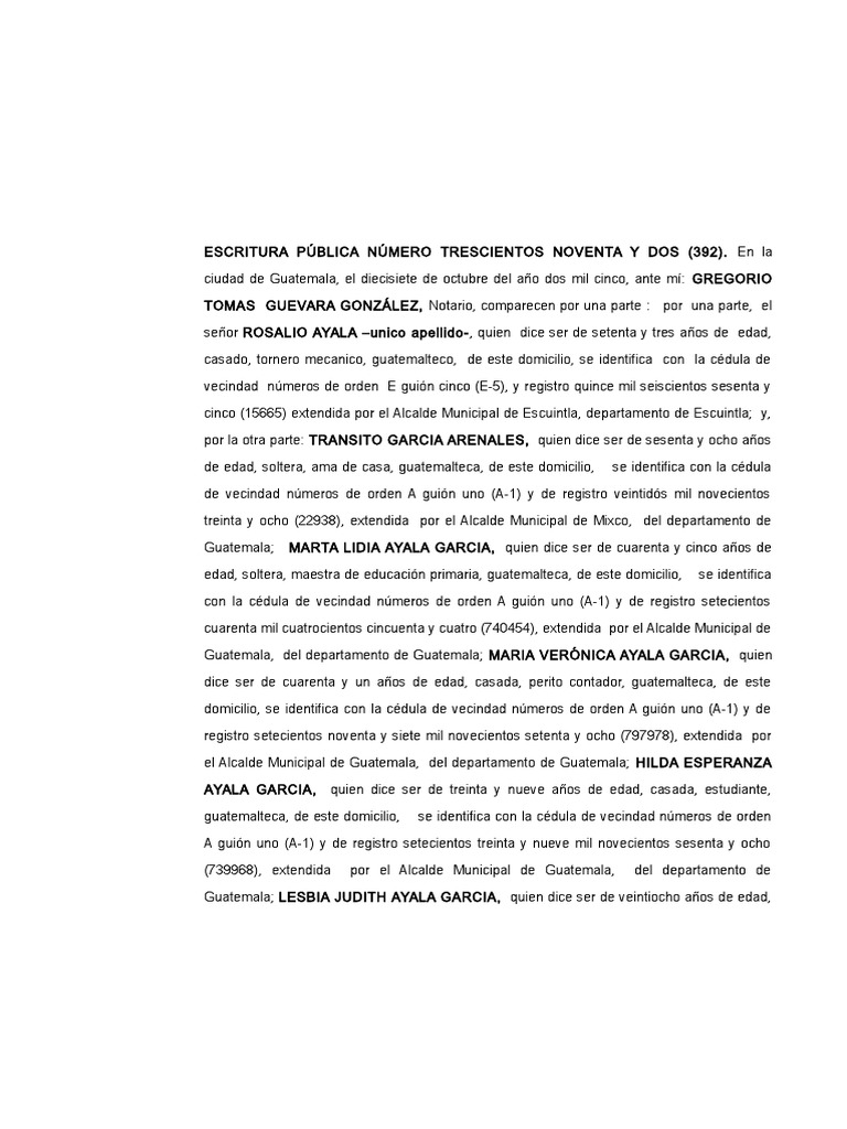 Escritura. de Donacion Entre Vivos Con Reserva Usufructo