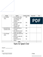 Rubrics For Speech Choir