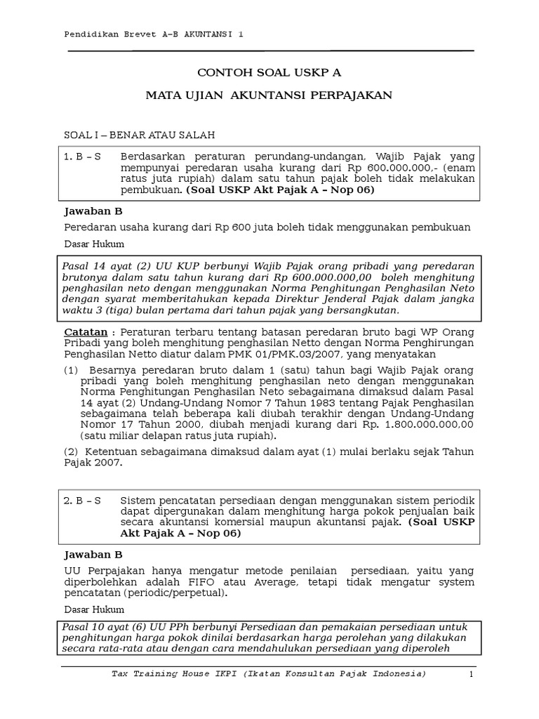 Contoh Soal Pph Final Dan Jawabannya - Contoh Soal Terbaru