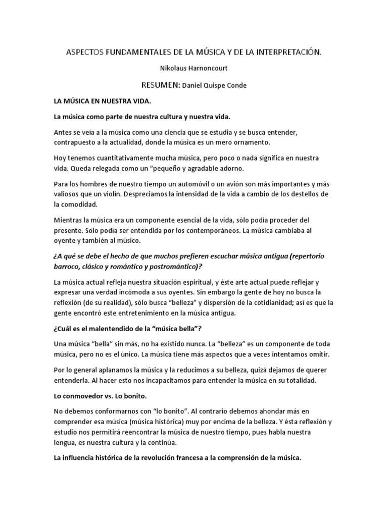 La Música: Cultura, Historia e Interpretación | PDF | Artes (general ...
